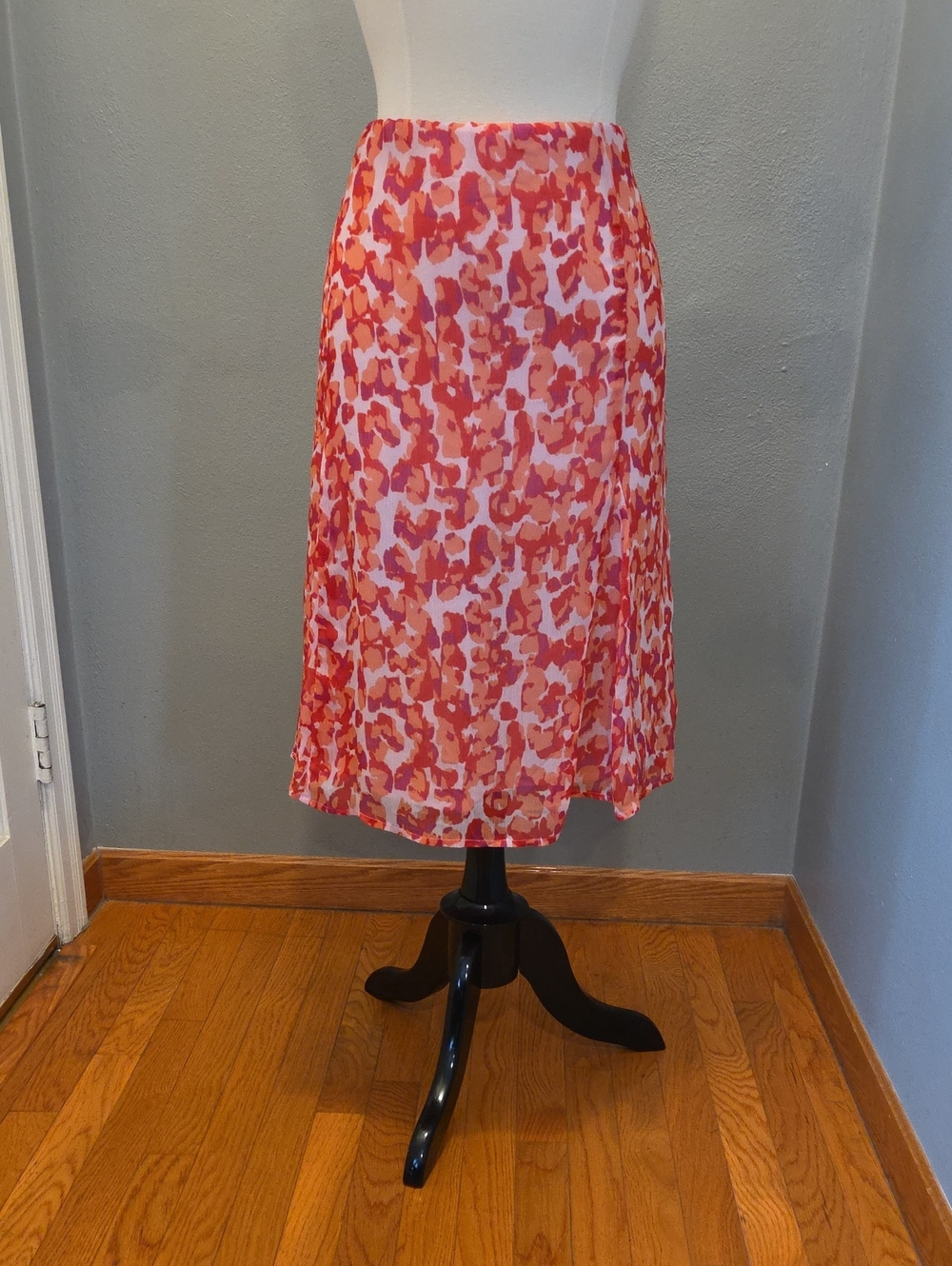 Jaclyn Smith Pink & Red Printed Midi Skirt